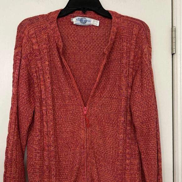 The Sweater Venture Cotton Pink Hand Knit Space Dye Zip Up Sweater Size XXL - Picture 4 of 10